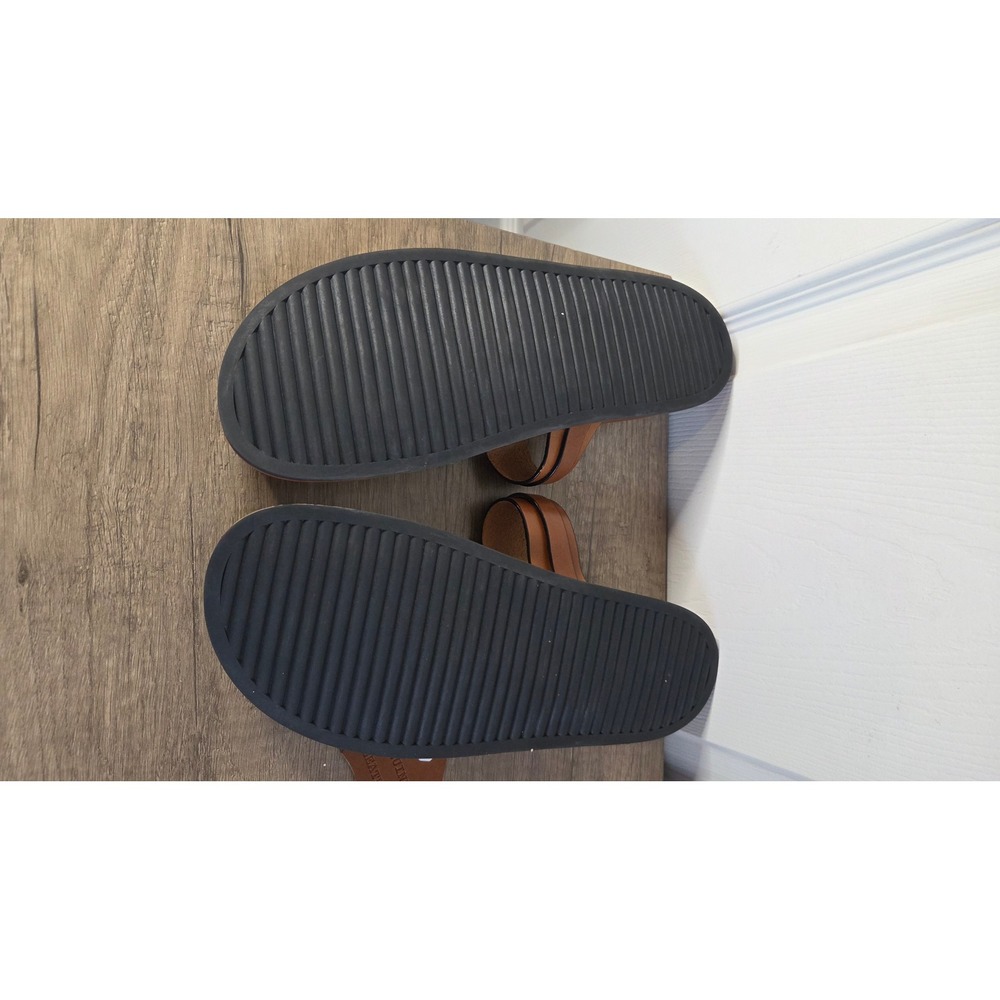 Steve Madden Brown Leather Double Buckle Slide Sandals-worn twice - Picture 4 of 5